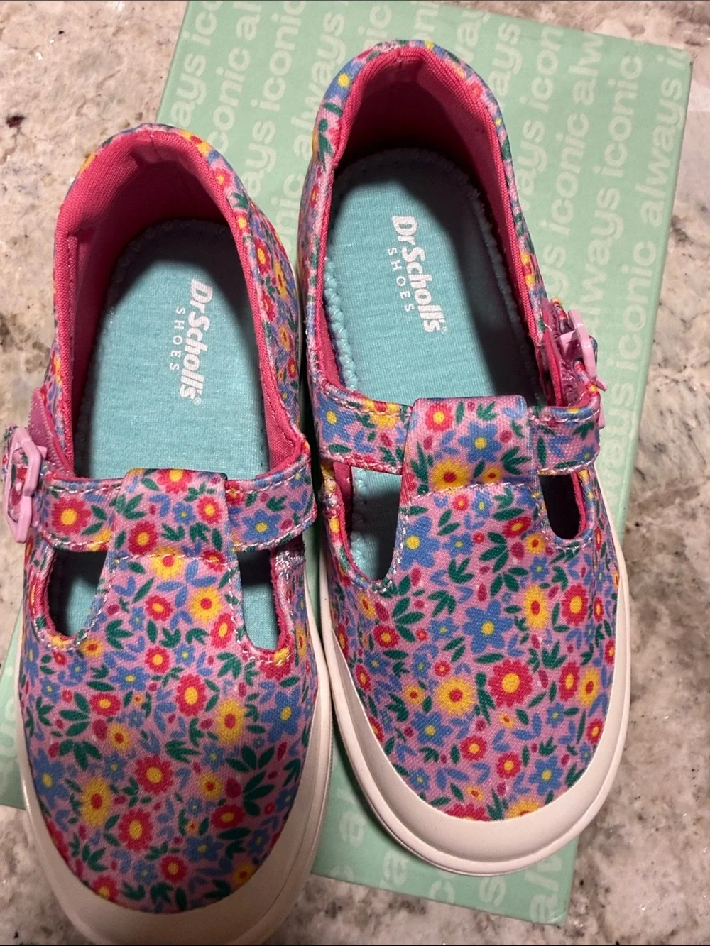 Dr. Scholl's Kids Floral Purple Pink Blue Slip-On Sneakers